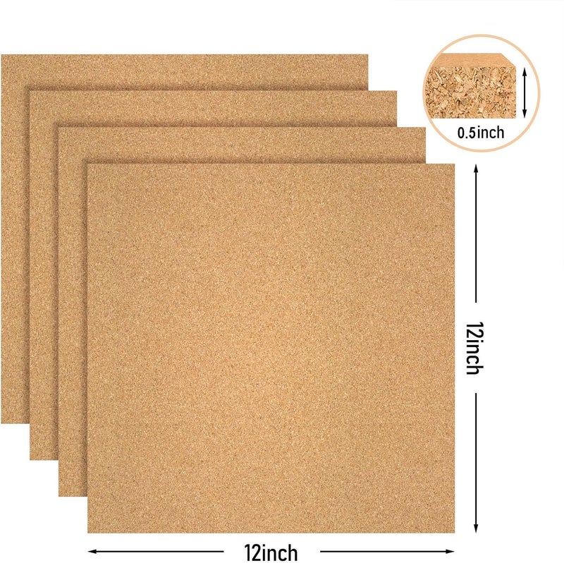 Facilife Cork Board Tiles - 4 Packs Adhesive Corkboards for Wall, Small Cork Board Squares Decorative for Office, School & Home - Image 4
